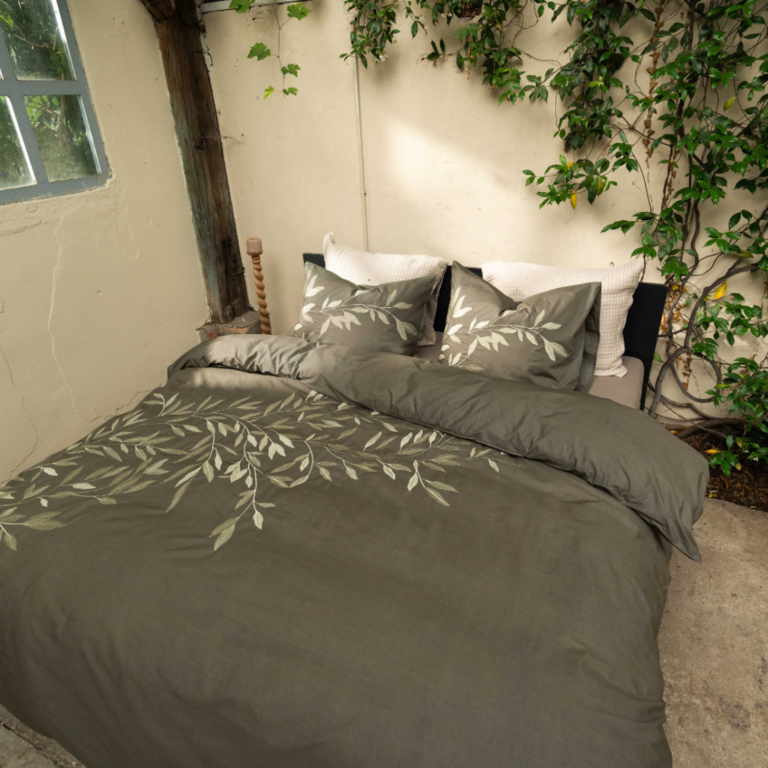 Kayori Dekbedovertrek Habo Katoen Donker groen
