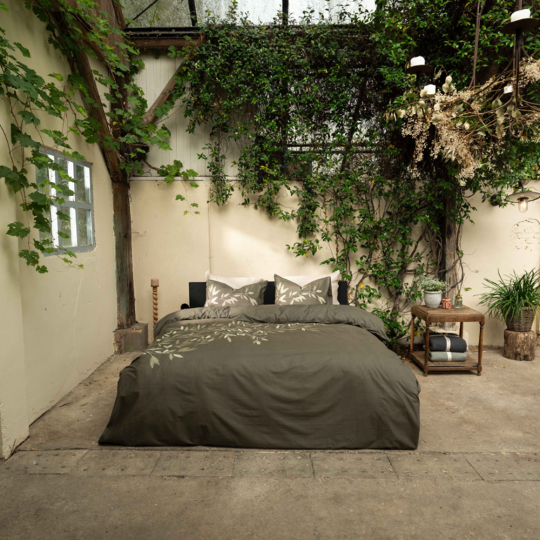 Kayori Dekbedovertrek Habo Katoen Donker groen