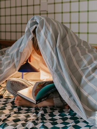 Studio Ditte Dekbedovertrek Lintjes steenblauw