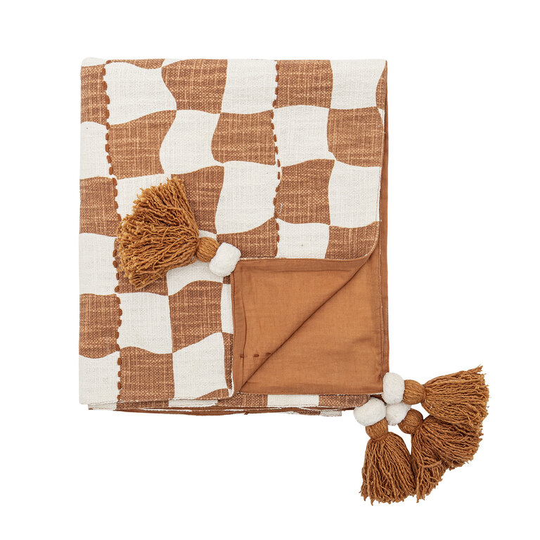 Bloomingville Chola Throw, Brown, Cotton OEKO-TEX