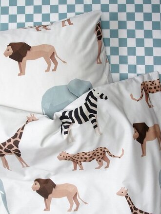 Studio Ditte Hoeslaken Blokjes steenblauw