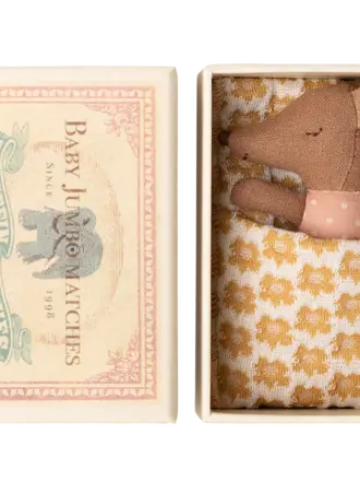 Maileg Sleepy wakey baby mouse in matchbox-Rose