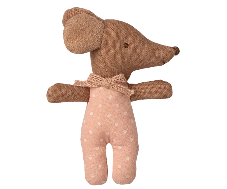 Maileg Sleepy wakey baby mouse in matchbox-Rose