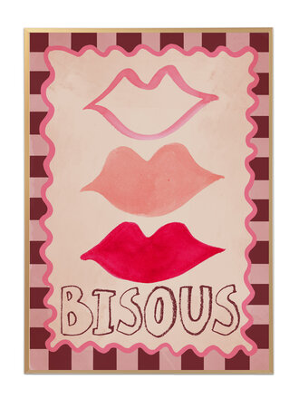 Studioloco Studio loco Poster Lips Bisous 50 x 70 cm