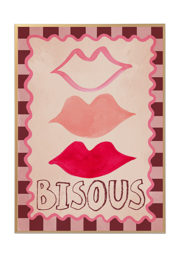 Studioloco Studio loco Poster Lips Bisous 50 x 70 cm