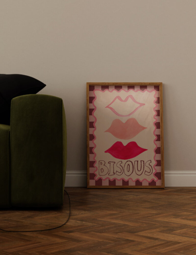 Studioloco Studio loco Poster Lips Bisous 50 x 70 cm