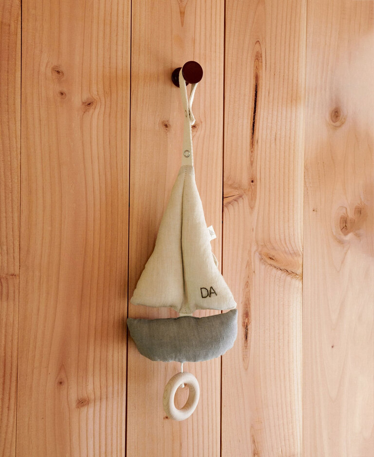 Dear April Pondus Sailboat Mobile, Blue/Off-white