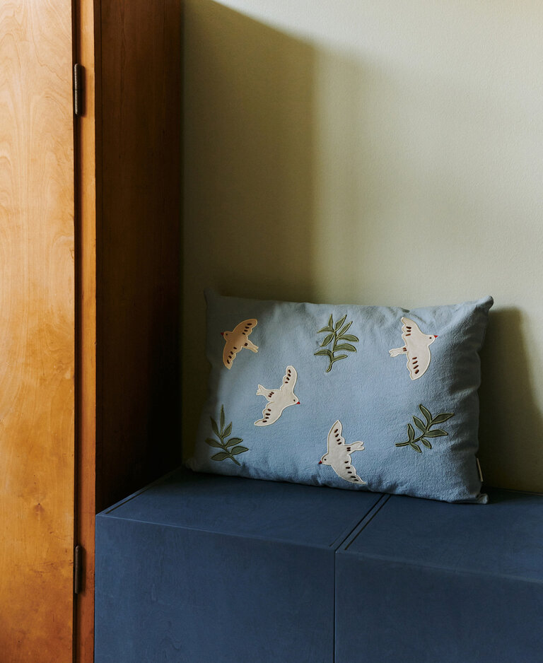 Dear April Celeste Cushion, Sky Blue