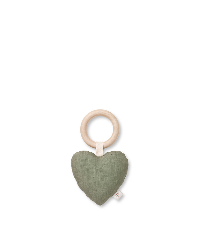 Dear April Lara Heart Rattle Teether, Forest Green