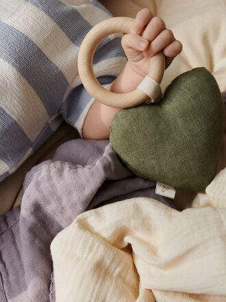Dear April Lara Heart Rattle Teether, Forest Green
