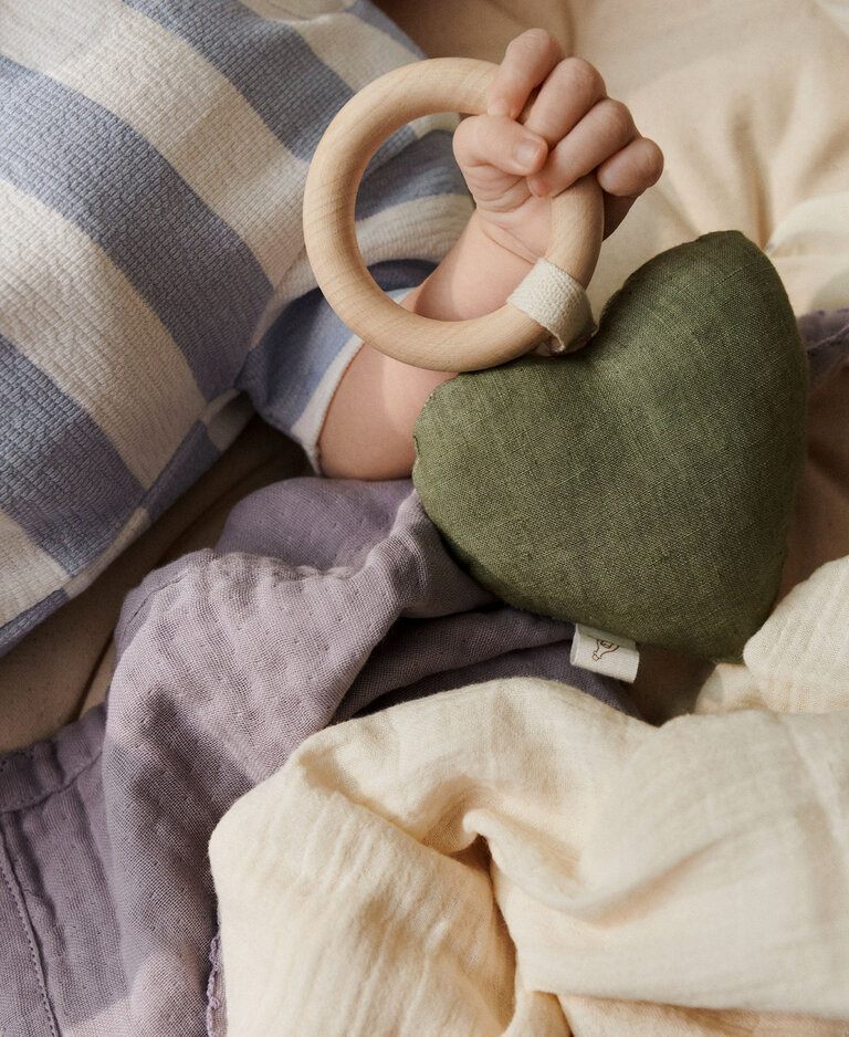 Dear April Lara Heart Rattle Teether, Forest Green