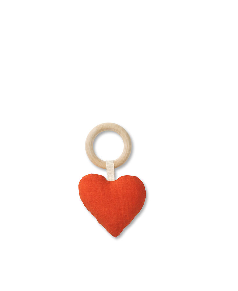 Dear April Lara Heart Rattle Teether, Red