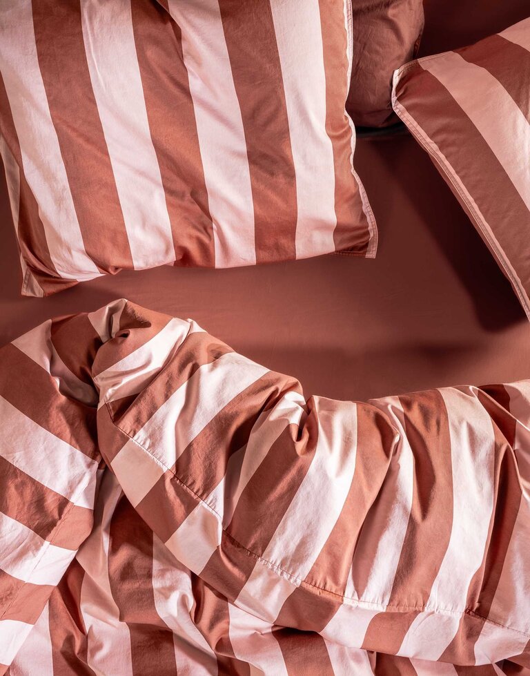 Essenza Minte Stripe Duvet cover Terracotta-Blush pink