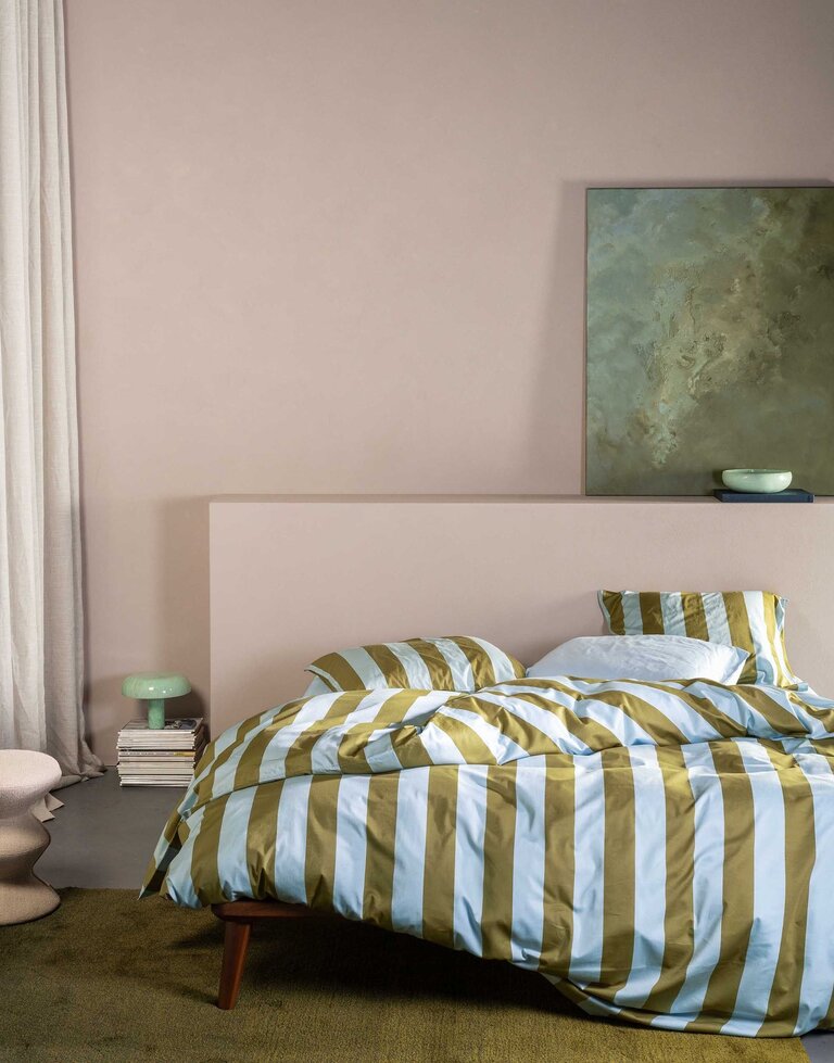 Essenza Minte Stripe Duvet cover Cedar green- Ice blue