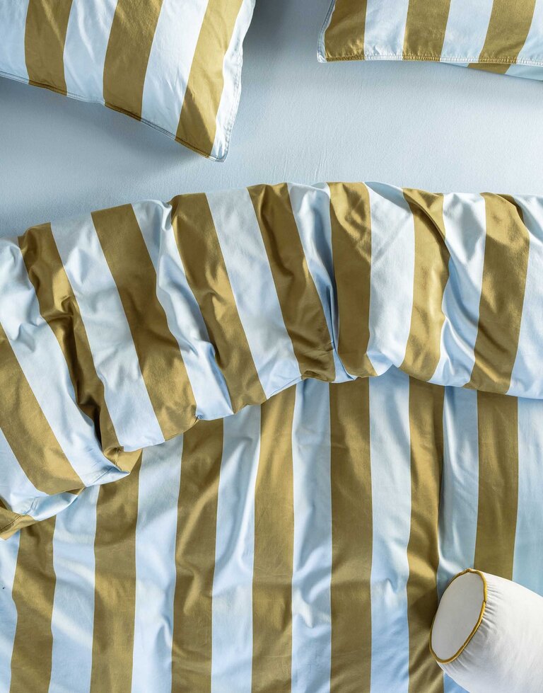 Essenza Minte Stripe Duvet cover Cedar green- Ice blue