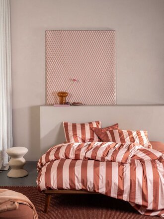 Essenza Minte Stripe Duvet cover Terracotta-Blush pink