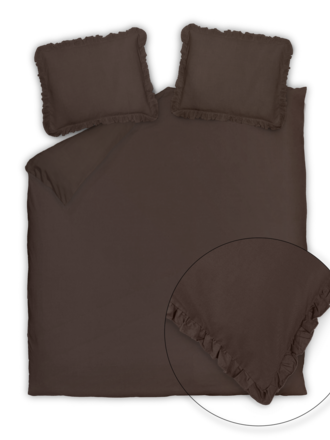 Vandyck Pure 83 Dekbedovertrek Percale ruffle Dark truffle