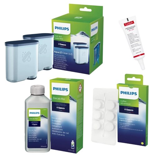 ECCELLENTE AquaClean Onderhoudspakket – 2 Waterfilters, Ontkalker, Reinigingstabletten & Siliconenvet