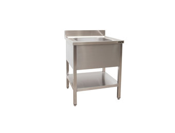 Spoeltafel met 1 wasbak gecentreerd 600 x 700 mm