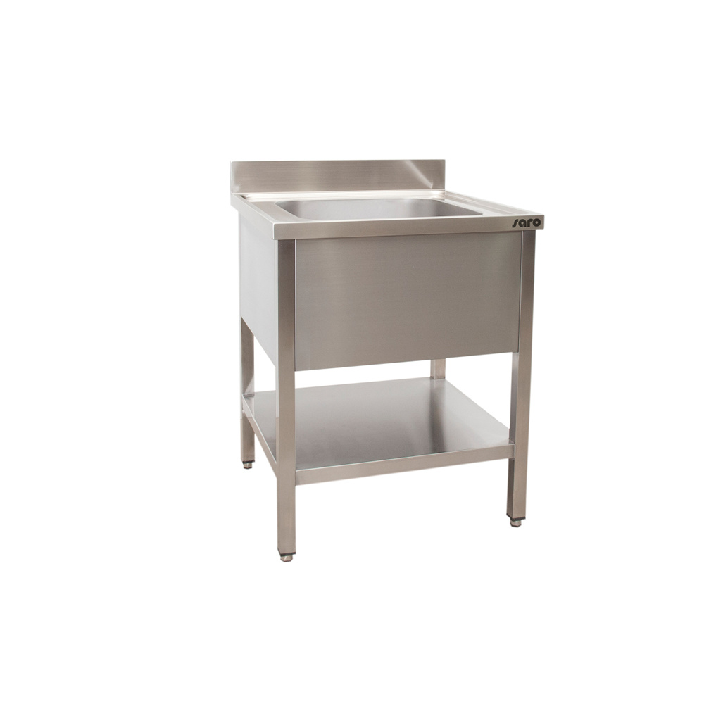 Spoeltafel met 1 wasbak gecentreerd 600 x 700 mm