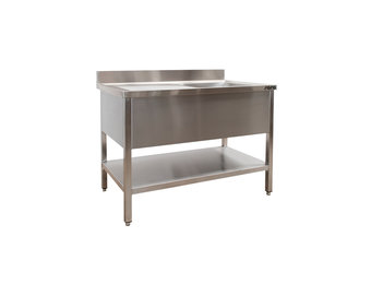 Spoeltafel met 1 wasbak rechts 600 x 1400 mm