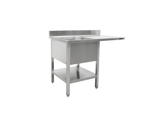Spoeltafel voor vaatwasser met 1 bak rechts 600 x 1400mm
