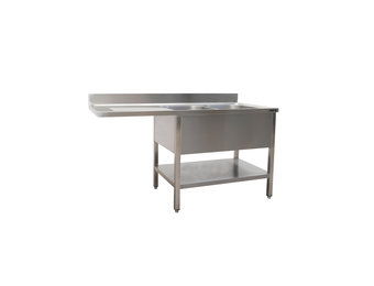Spoeltafel met twee wasbakken rechts 600 x 1600 mm