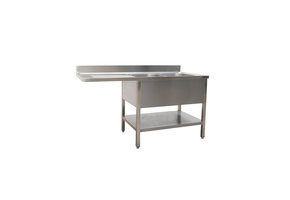 Spoeltafel met 2 wasbakken rechts 700 x 1800 mm