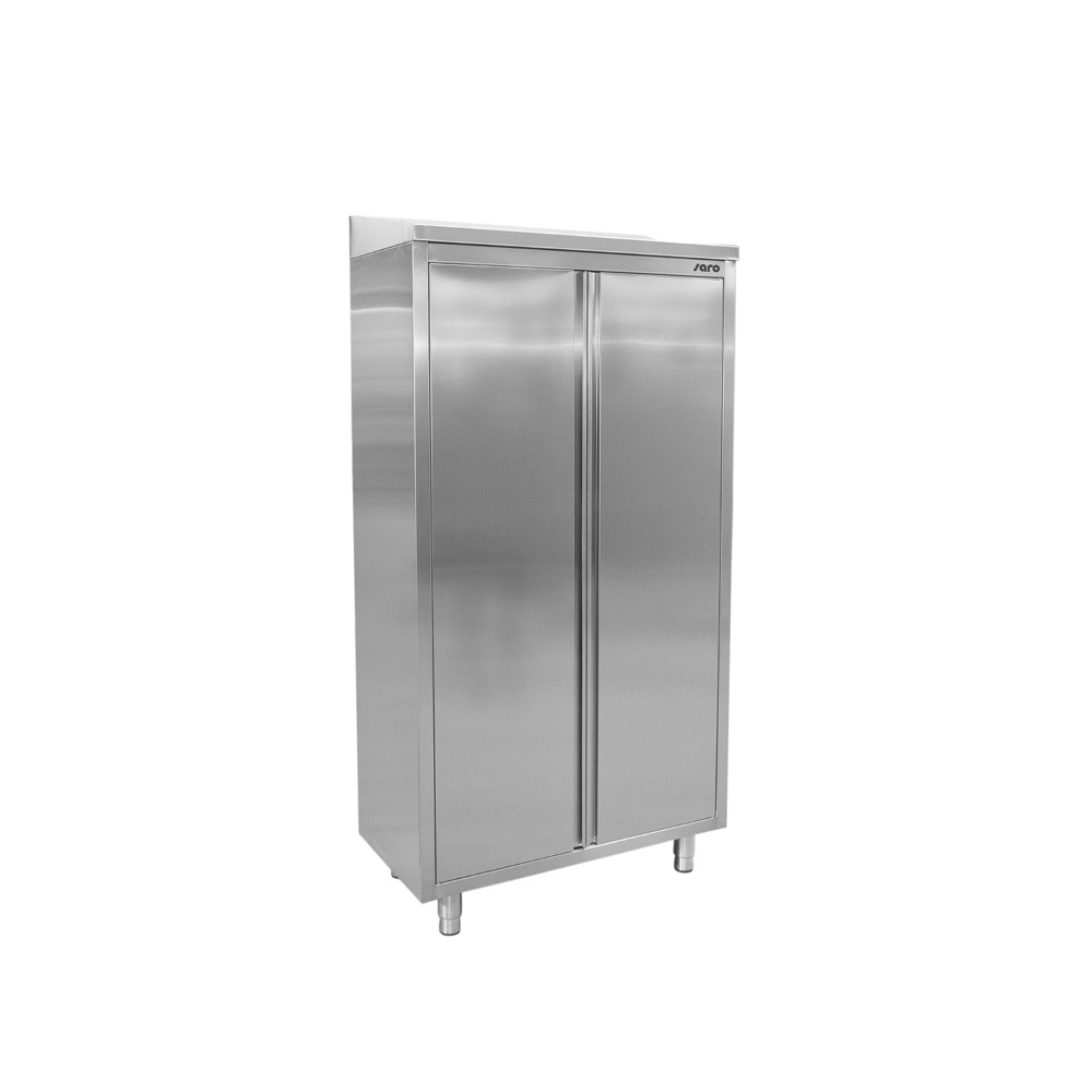 Hoge kast roestvrij staal met 3 schappen en schuine bovenzijde