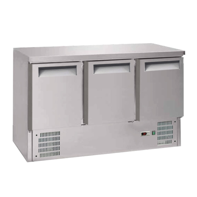 Gastro-Inox 3-deurs RVS gekoelde werkbank