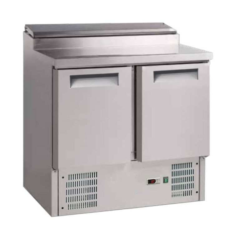 Gastro-Inox 2-deurs RVS saladette met 5x GN1/6 prepareer unit
