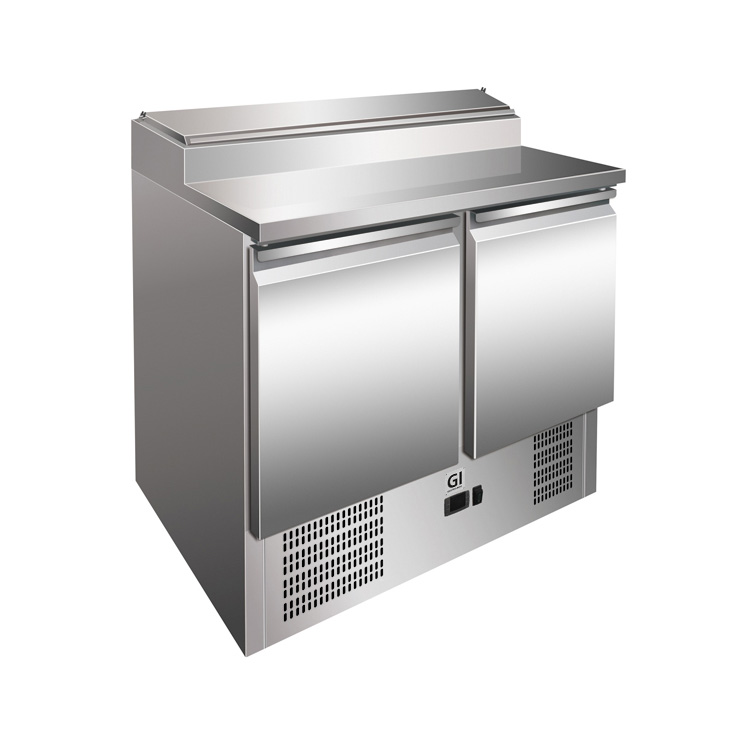 Gastro-Inox RVS saladette met 2 deuren & 5x GN1/6 prepareer unit geforceerd gekoeld