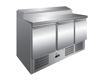 Gastro-Inox RVS saladette met 3 deuren & 8x GN1/6 prepareer unit geforceerd gekoeld