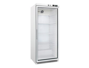 Gastro-Inox wit stalen koeling 600 liter met glasdeur statisch gekoeld met ventilator