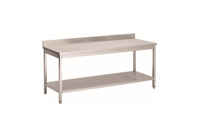 Gastro-Inox RVS werktafel met onderblad en achteropstand 1100 x 600 x 850 mm
