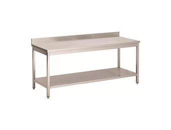 Gastro-Inox RVS werktafel met onderblad en achteropstand 1400 x 600 x 850 mm