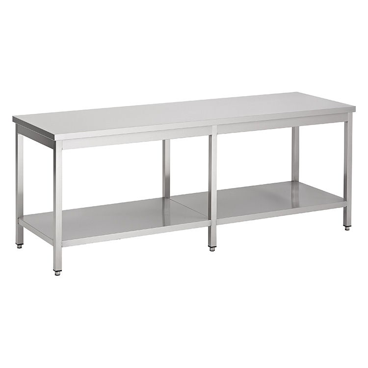 Gastro-Inox RVS werktafel met onderblad 2200 x 700 x 850 mm