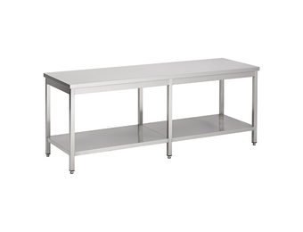 Gastro-Inox RVS werktafel met onderblad 2700 x 700 x 850 mm