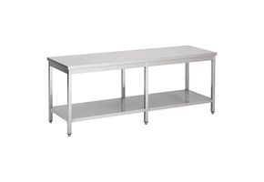 Gastro-Inox RVS werktafel met onderblad 2500 x 600 x 850 mm