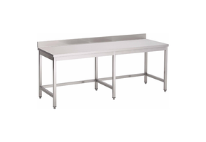 Gastro-Inox RVS werktafel zonder onderblad met achteropstand 2400 x 600 x 850 mm