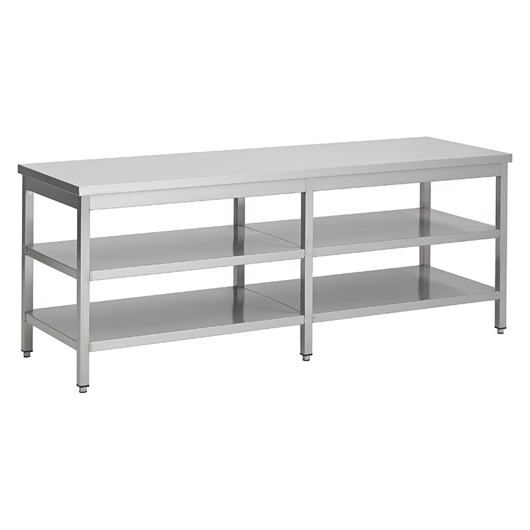 Gastro-Inox RVS werktafel met dubbel onderblad 2700 x 700 x 850 mm