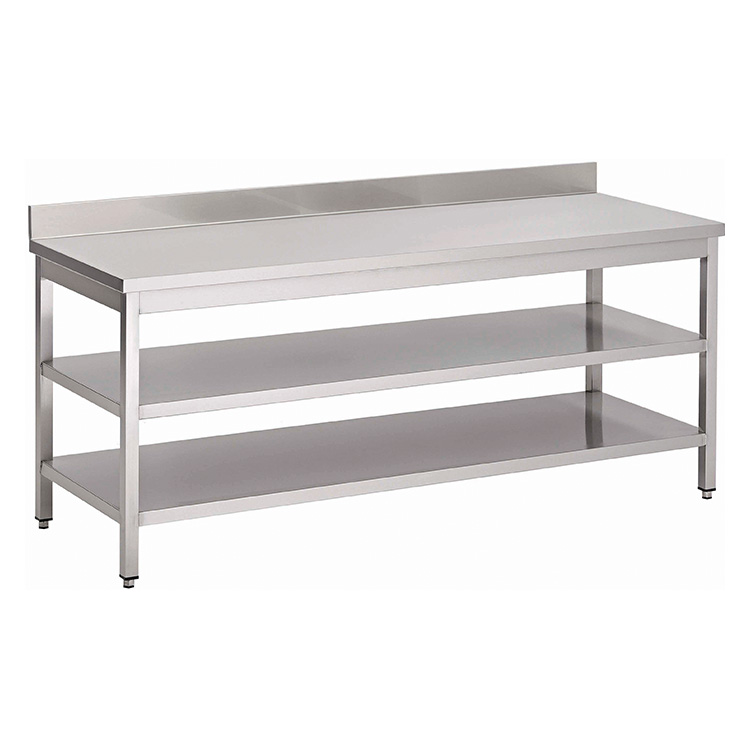 Gastro-Inox RVS werktafel met dubbel onderblad en achteropstand 1900 x 700 x 850 mm