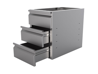 Gastro-Inox RVS ladeblok met 3 laden voor onderbouw 580mm diep