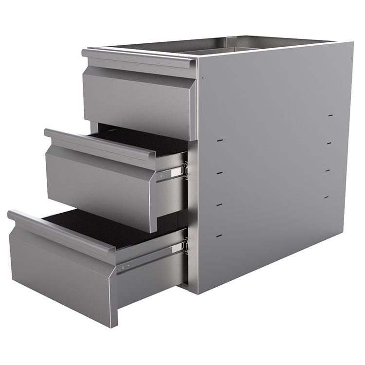 Gastro-Inox RVS ladeblok met 3 laden voor onderbouw 580mm diep
