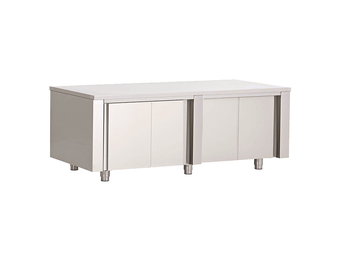 Gastro-Inox RVS werkbank 2200 x 600 x 850 mm met schuifdeuren