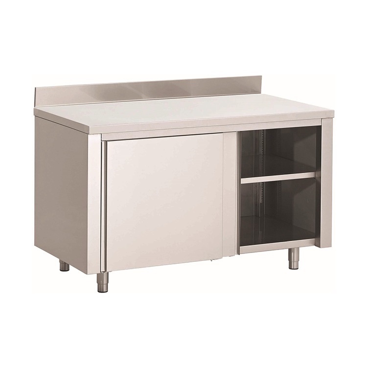 Gastro-Inox RVS werkbank 1000 x 700 x 850 mm met schuifdeuren en achteropstand
