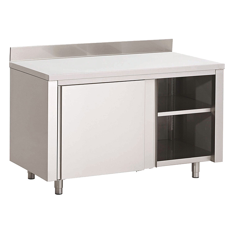 Gastro-Inox RVS werkbank 1300 x 700 x 850 mm met schuifdeuren en achteropstand