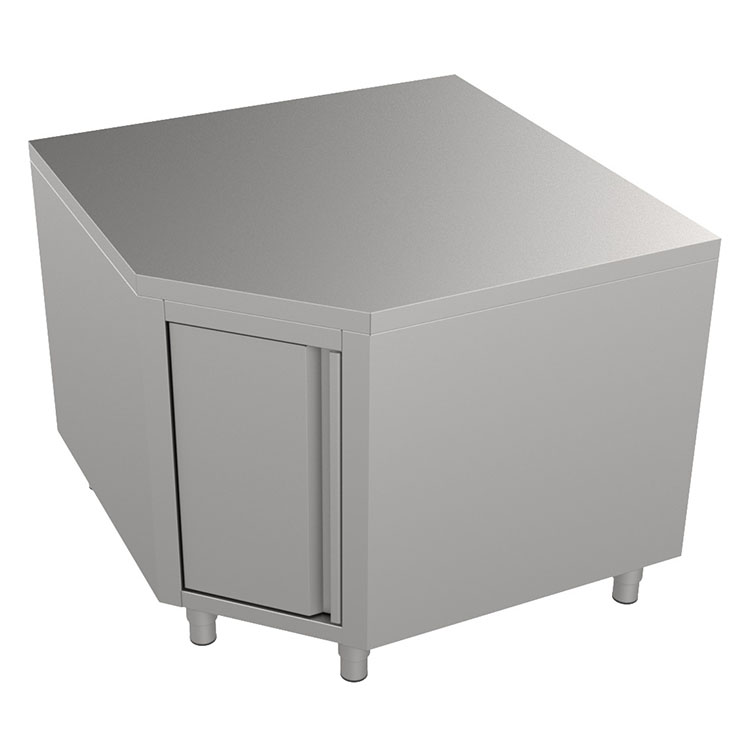 Gastro-Inox RVS hoekwerktafel 700 mm met deur 1100 x 1100 x 850 mm