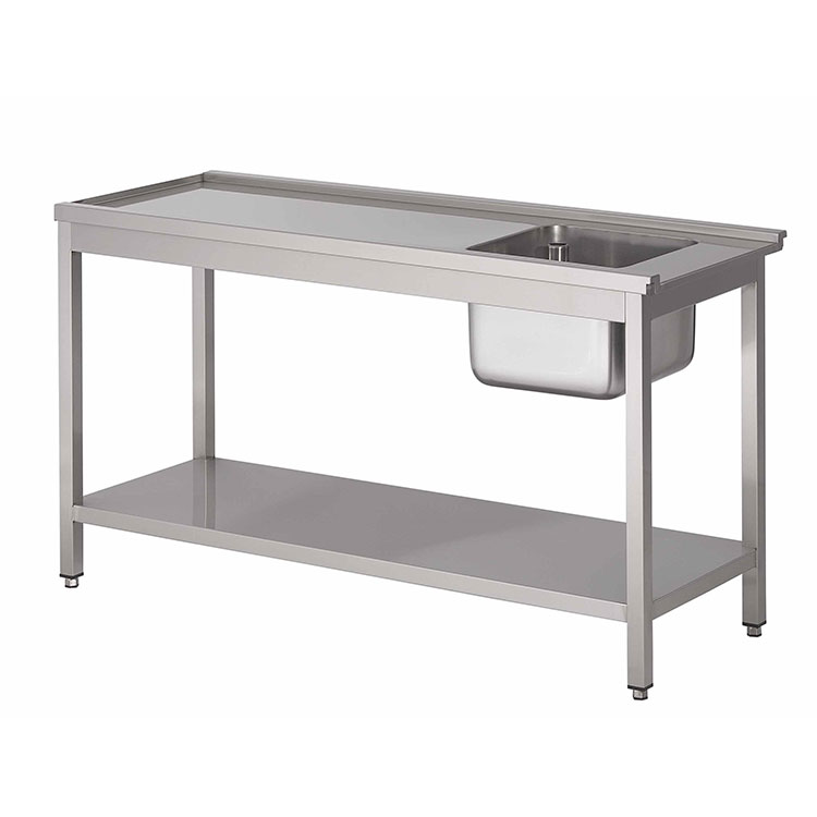 Gastro-Inox korven spoeltafel met onderblad links