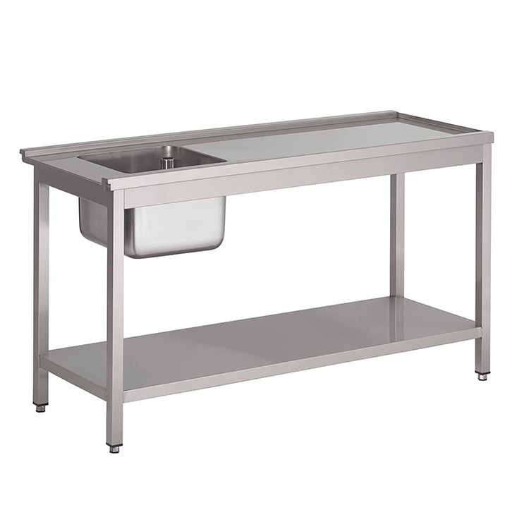 Gastro-Inox korven spoeltafel met onderblad rechts